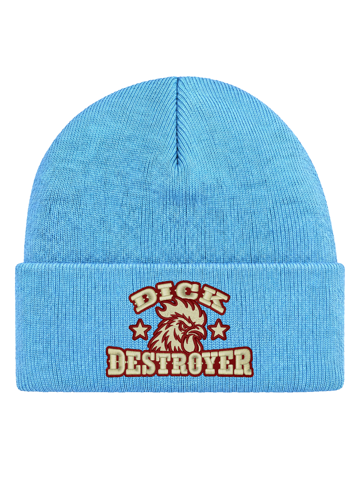 DD FRONT HCB-BBL-DD – Hatitude Cuffed Beanie Baby Blue – produktbild med originalbrodyr