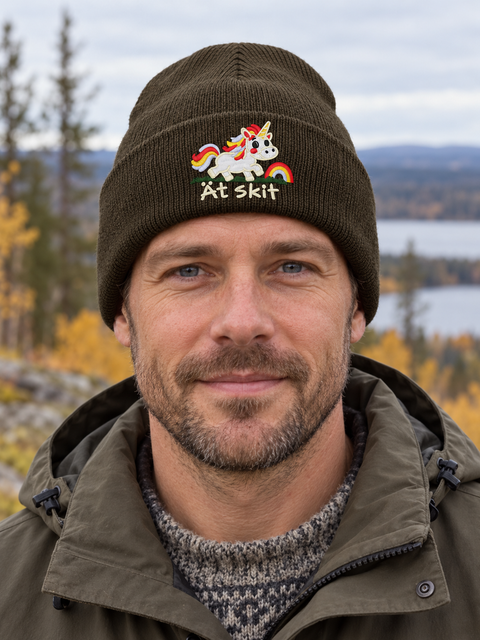 Ät skit – Hatitude Cuffed Beanie Brun på modell