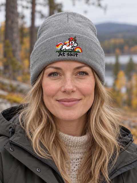 Ät skit – Hatitude Cuffed Beanie Heather Grey på modell