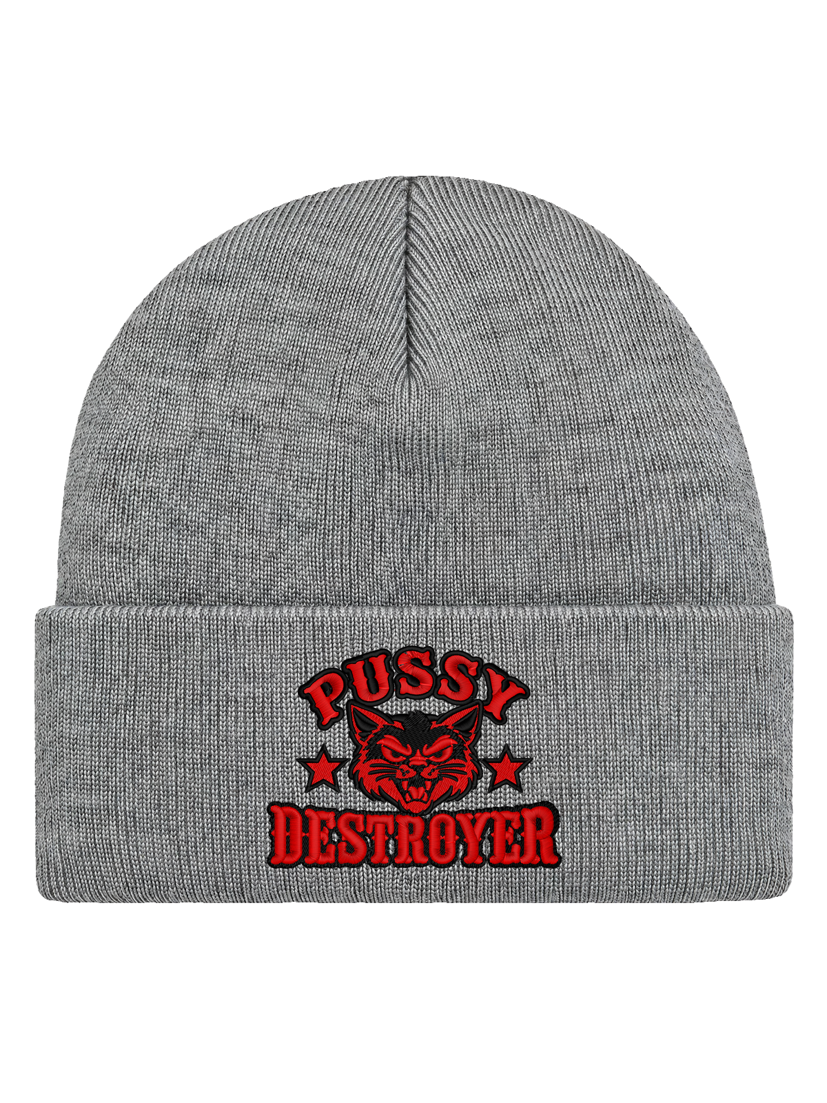 Pussy Destroyer – Hatitude Cuffed Beanie – Heather Grey – produktbild