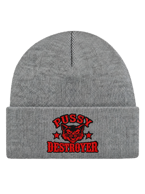 Pussy Destroyer – Hatitude Cuffed Beanie – Heather Grey – produktbild