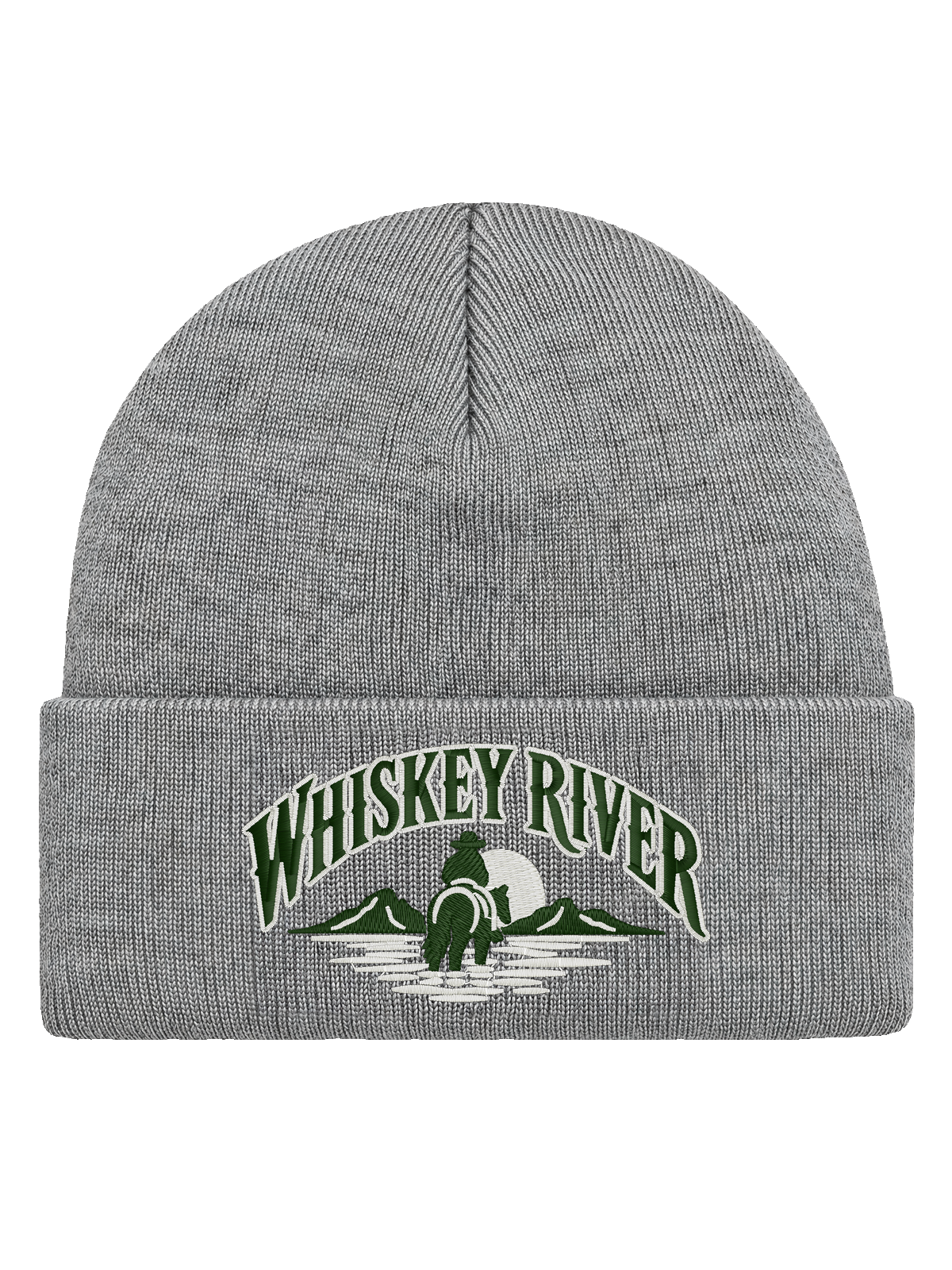 WR FRONT HCB-HGR-WR | Whiskey River – Heather Grey Hatitude Cuffed Beanie | 10.92x6.02cm
