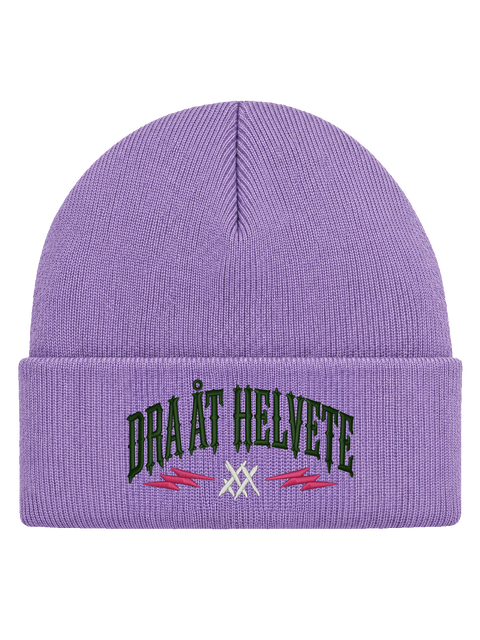 DAH FRONT HCB-LAV-DAH | Dra åt helvete – Lavendel Hatitude Cuffed Beanie | 10.5x5.56cm