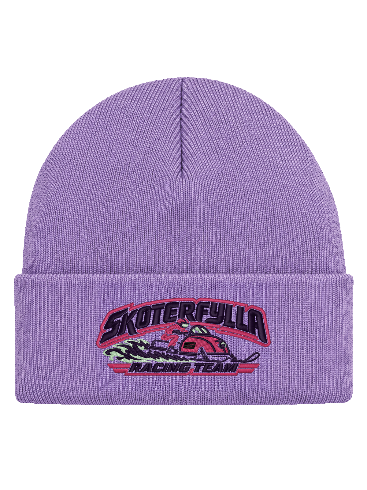 SRT FRONT HCB-LAV-SRT | Skoterfylla Racing Team – Lavendel Hatitude Cuffed Beanie | 10.56x4.70cm