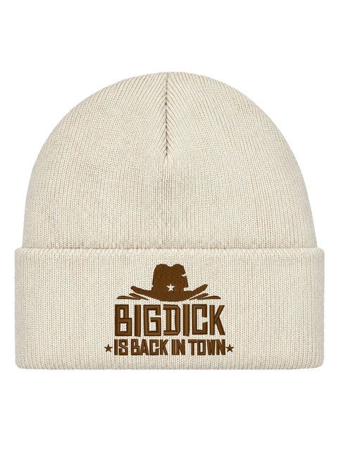 BDIBIT FRONT HCB-OFW-BDIBIT | Big Dick Is Back In Town – Offwhite Hatitude Cuffed Beanie | 8.5x6cm | Fast mössmall