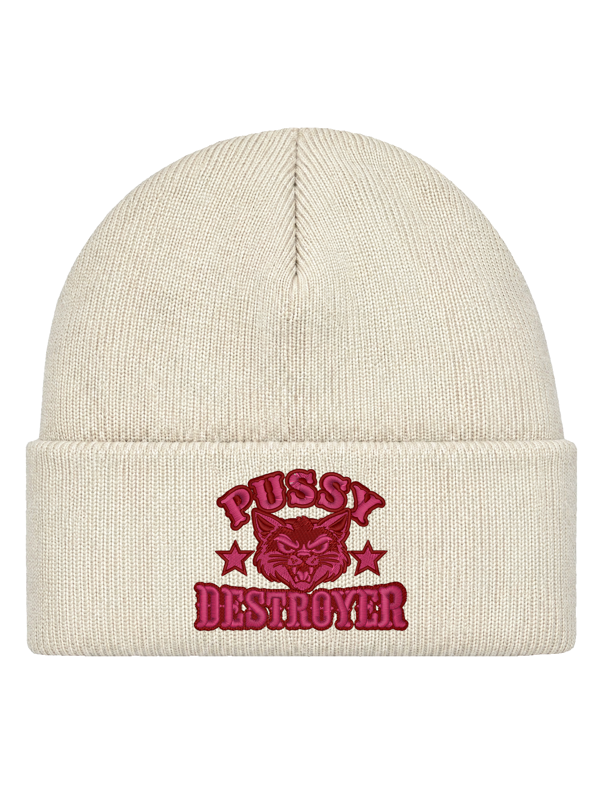 Pussy Destroyer – Hatitude Cuffed Beanie – Offwhite – produktbild