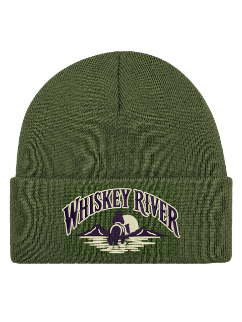 WR FRONT HCB-OLV-WR | Whiskey River – Olivgrön Hatitude Cuffed Beanie | 10.92x6.02cm