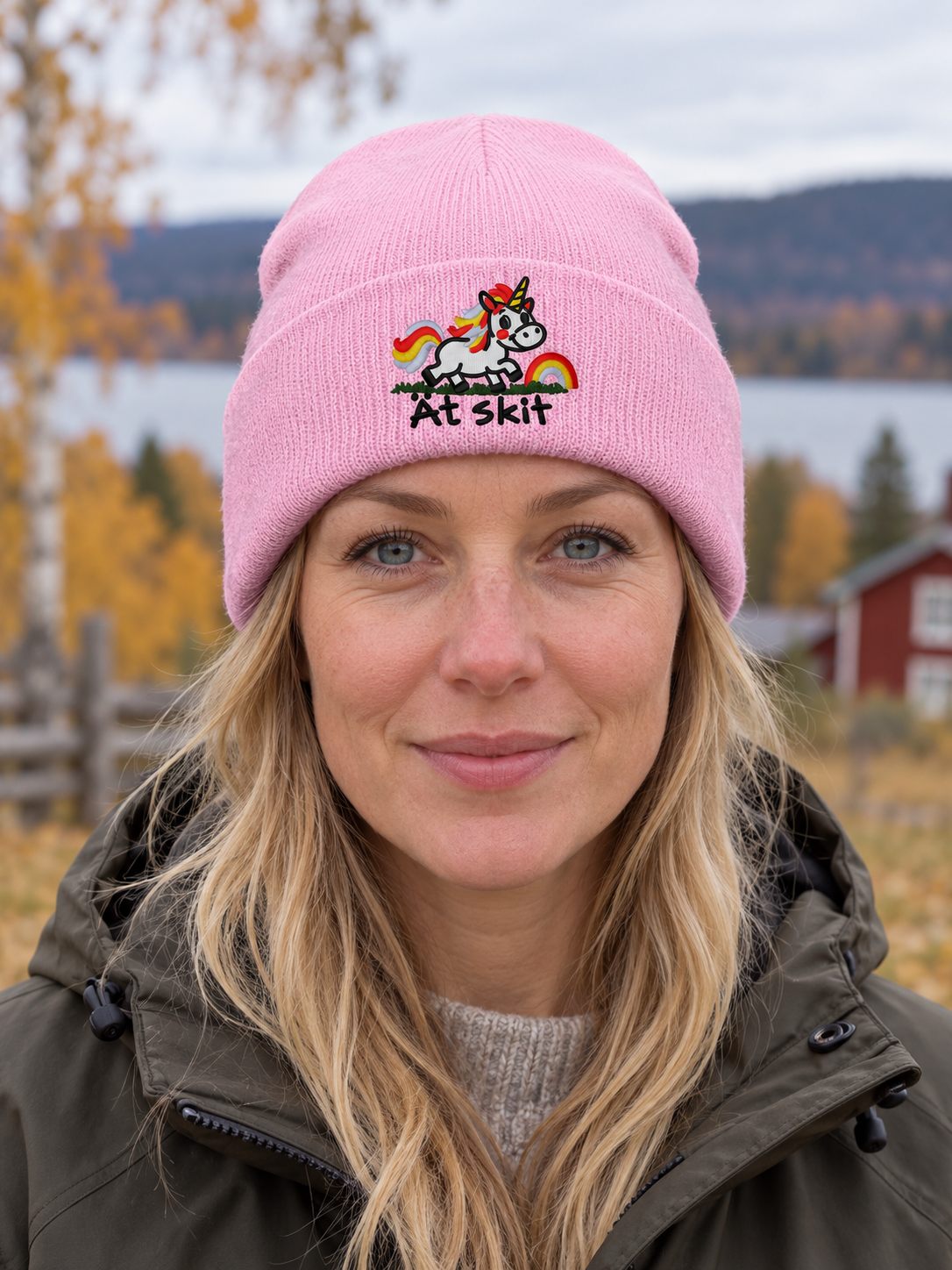 Ät skit – Hatitude Cuffed Beanie Rosa på modell