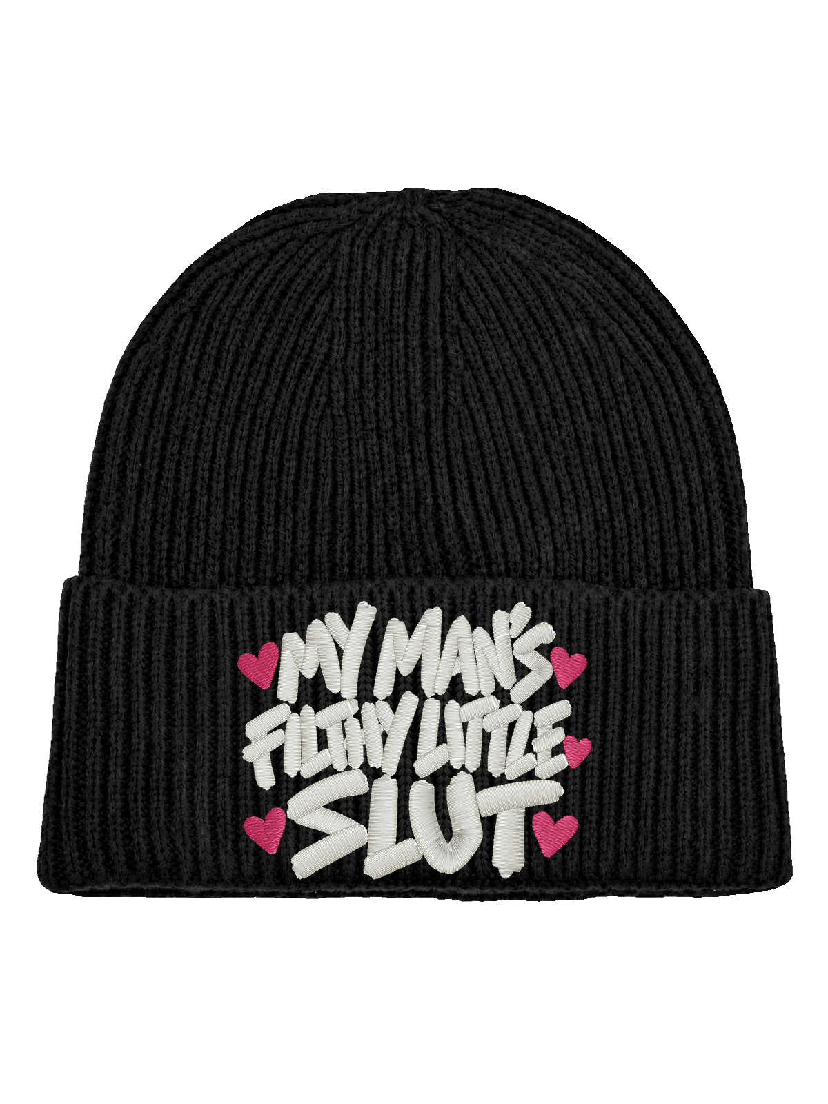 My Man’s Filthy Little Slut – Svart Hatitude Oversized Cuffed Beanie