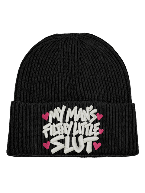My Man’s Filthy Little Slut – Svart Hatitude Oversized Cuffed Beanie