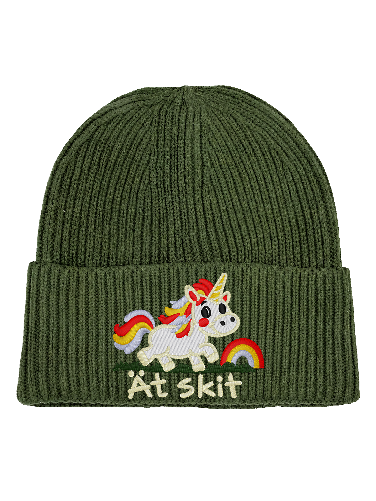 Ät skit – Hatitude Oversized Cuffed Beanie – Oliv – produktbild