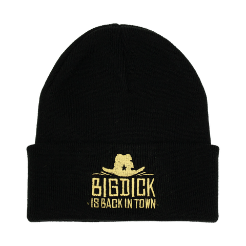 Svart Big Dick Is Back In Town-lue med gullfärgad broderi