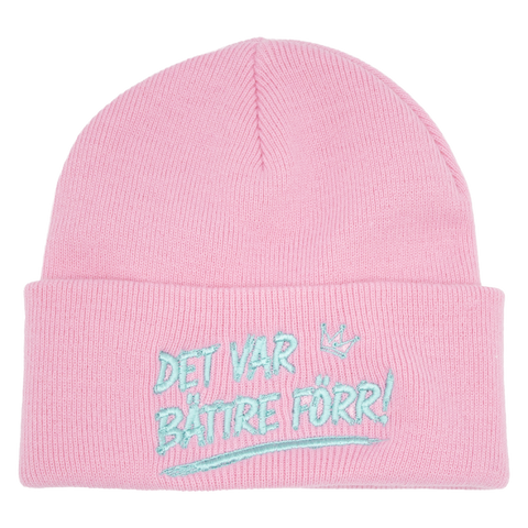 Rosa Det var bättre förr-lue med isblått broderi