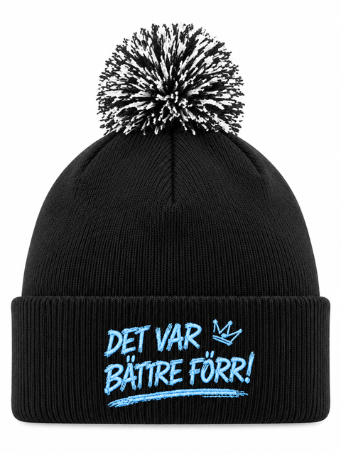 Det var bättre förr! – Svart Pom Pom Beanie
