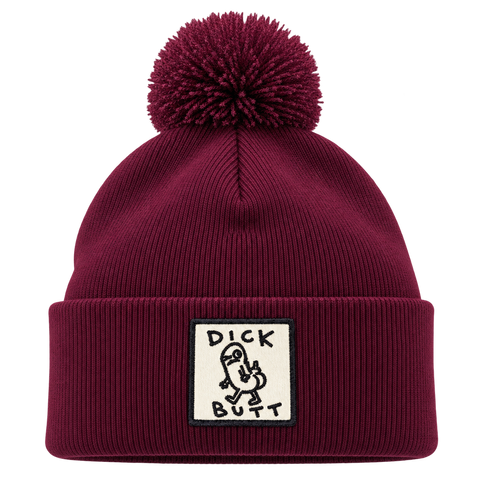 Dick Butt – Vinröd Pom Pom Beanie