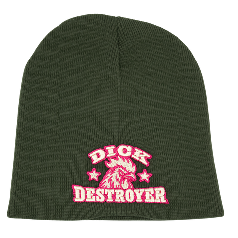 Dick Destroyer – Olivgrön Hatitude Beanie utan uppvik, produktmockup