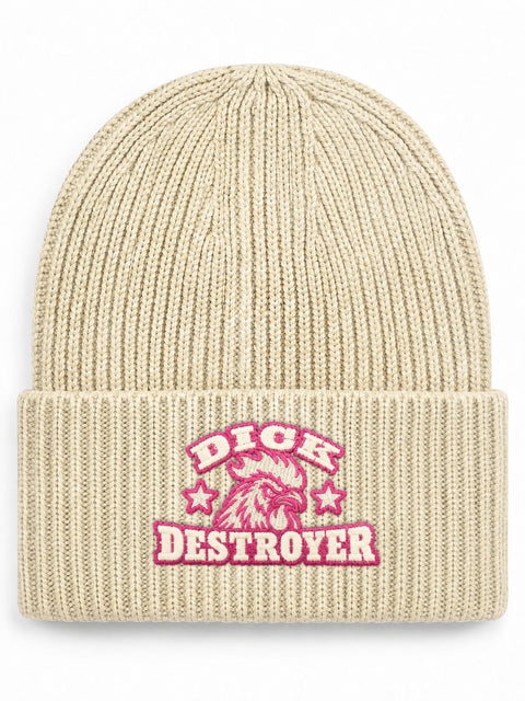 Dick Destroyer – Hatitude Oversized Cuffed Beanie Havre, brodyr framifrån