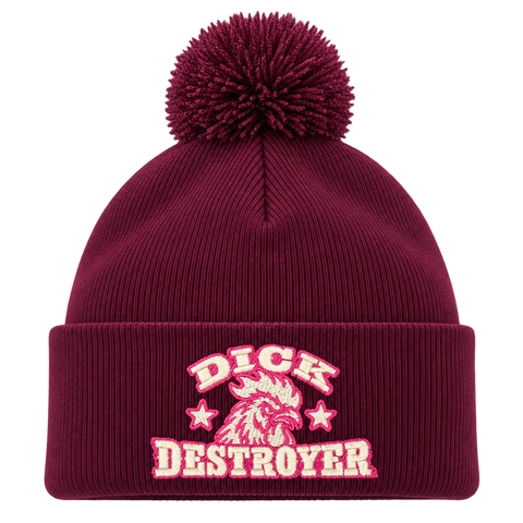 Dick Destroyer – Vinröd Pom Pom Beanie