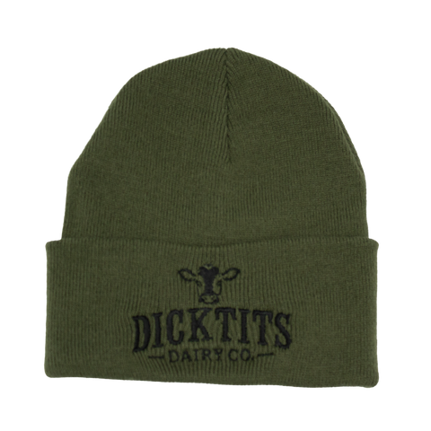 Dicktits Dairy Co. lue i olivengrønn med svart broderi