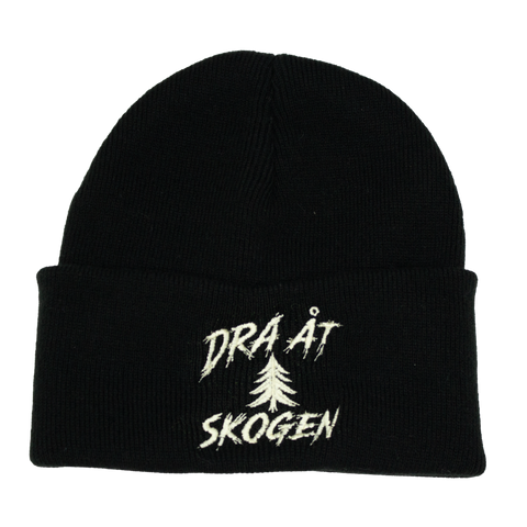 Dra åt skogen lue i svart med kremfärgad broderi