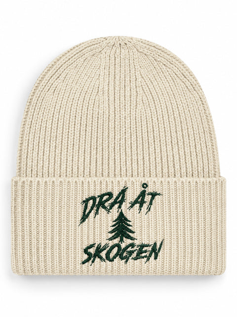 Dra åt skogen – Hatitude Oversized Cuffed Beanie Havre, brodyr framifrån