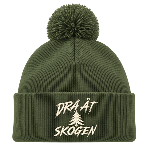 Dra åt skogen – Mossgrön Pom Pom Beanie