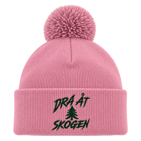 Dra åt skogen – Rosa Pom Pom Beanie