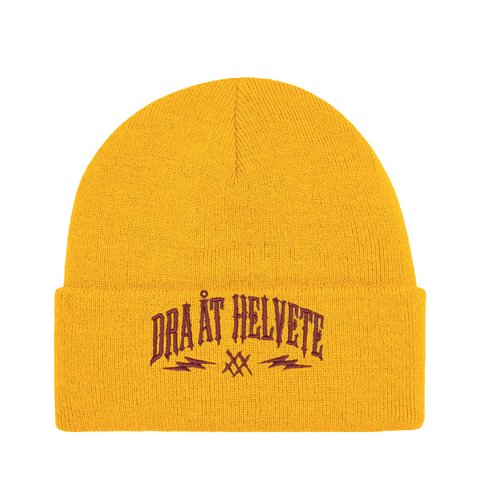 Dra åt helvete – Cuffed Beanie – produktbild på vit bakgrund
