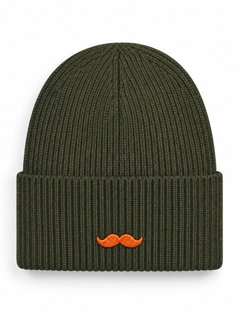 Hatitude – Hatitude Oversized Cuffed Beanie Olivgrön, brodyr bakifrån