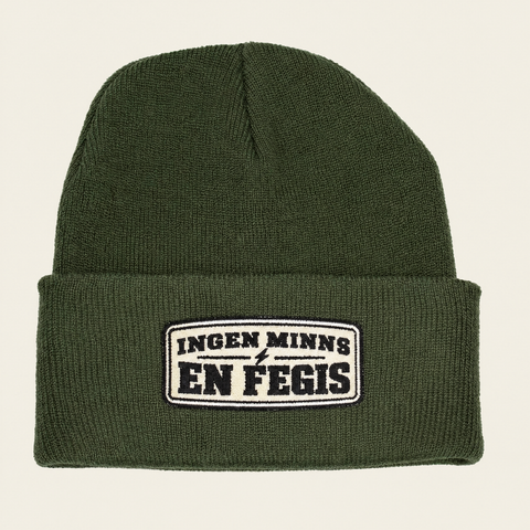Ingen minns en fegis – Olivgrön Cuffed Beanie