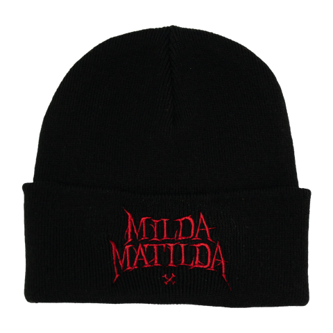 Milda Matilda mössa i svart med röd brodyr