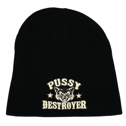 Pussy Destroyer – Svart Hatitude Beanie utan uppvik, produktmockup