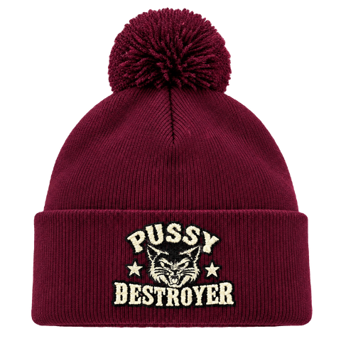 Pussy Destroyer – Vinröd Pom Pom Beanie