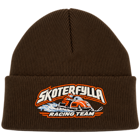 Skoterfylla Racing Team – Brun Cuffed Beanie – utan bottenfyllning