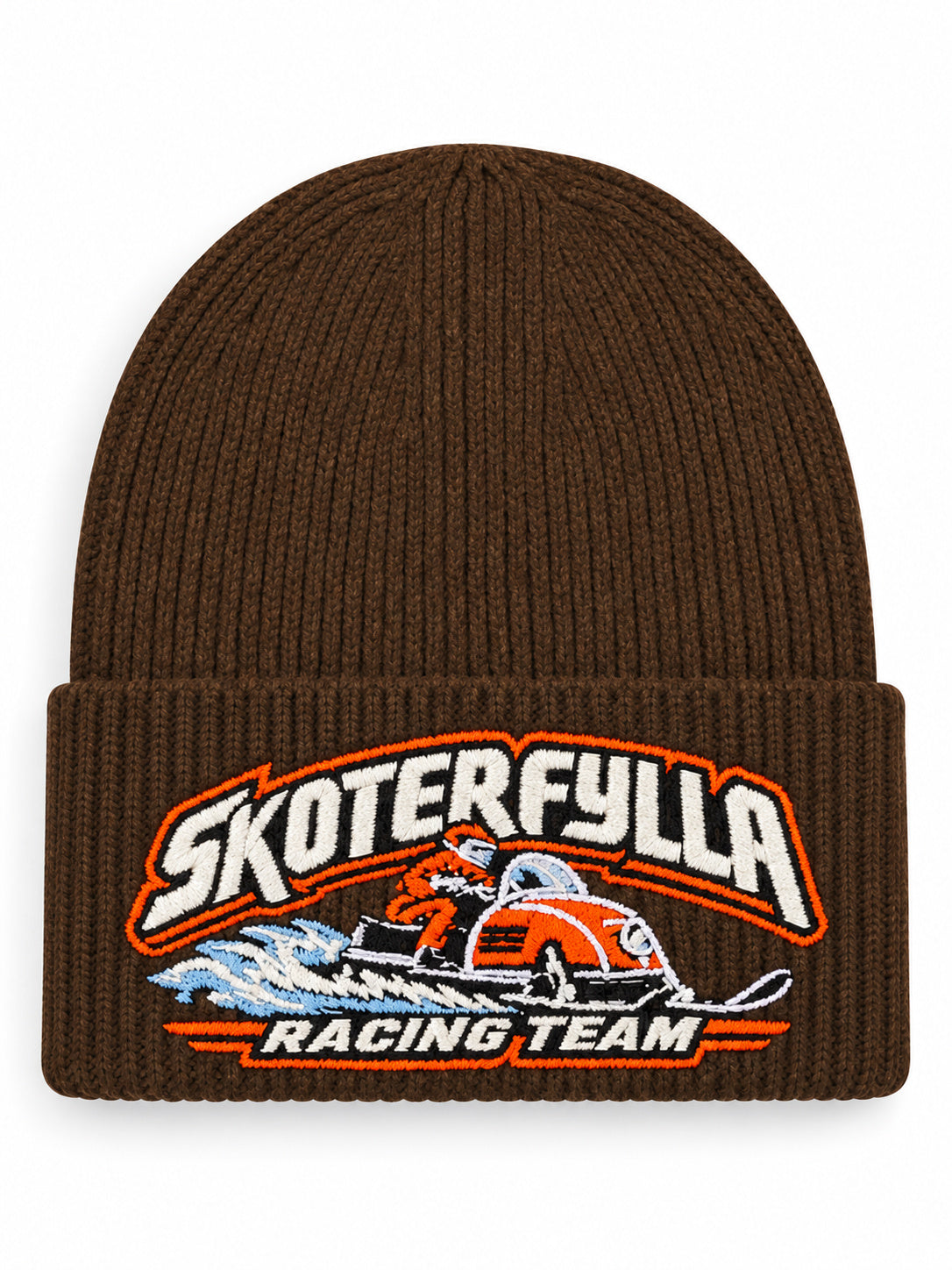 Detaljbilde av Skoterfylla Racing Team på en person