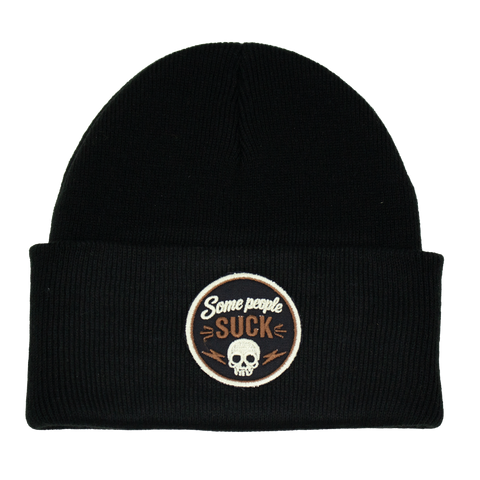 Svart Some People Suck-lue med svart, brun og offwhite twillpatch