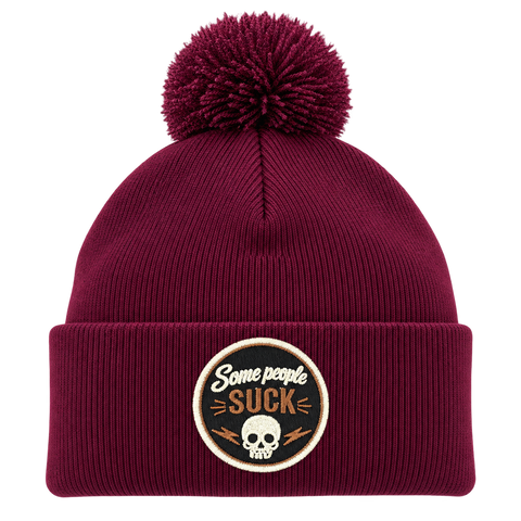 Some People Suck – Vinröd Pom Pom Beanie