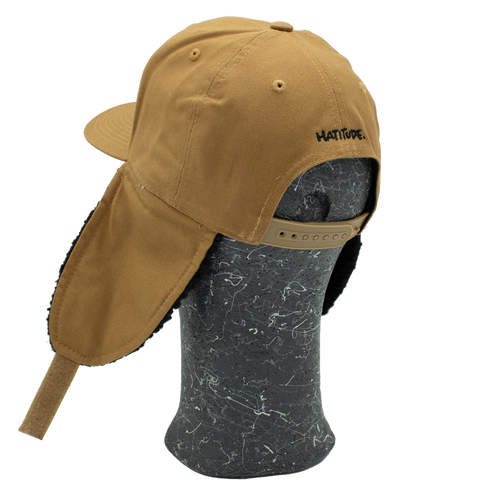 Spark Swedish Kick – brun Apex Snapback med ørevarmere nedfelt, bakfra
