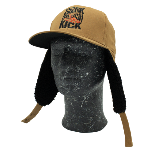 Spark Swedish Kick – brun Apex Snapback med ørevarmere nedfelt, venstre vinkel