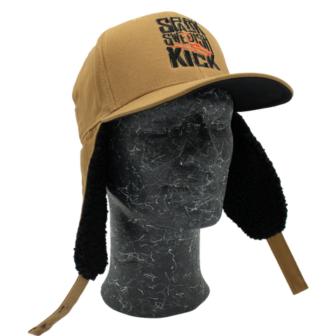 Spark Swedish Kick – brun Apex Snapback med ørevarmere nedfelt, høyre vinkel