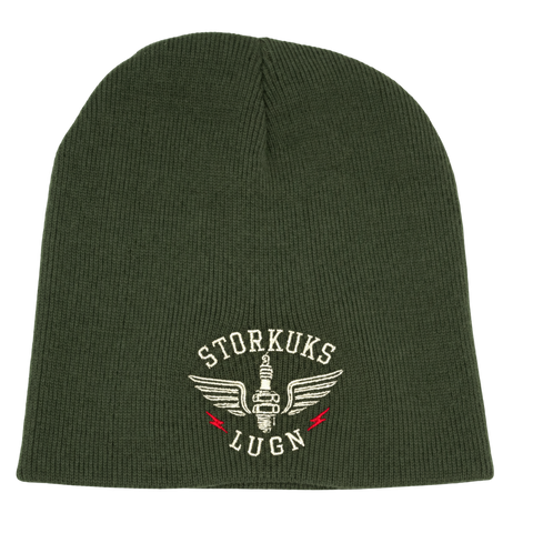 Storkuks Lugn – Olivgrön Hatitude Beanie utan uppvik, produktmockup
