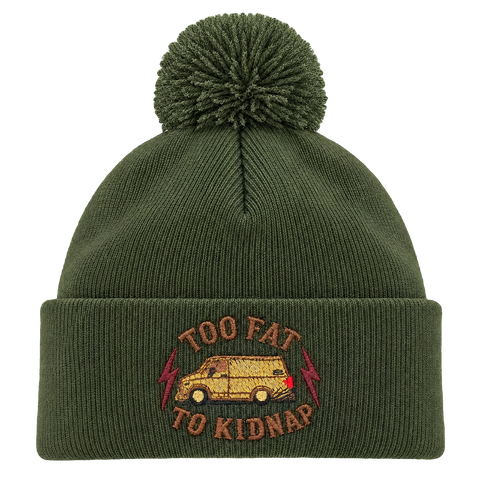 Too Fat To Kidnap – Mossgrön Pom Pom Beanie