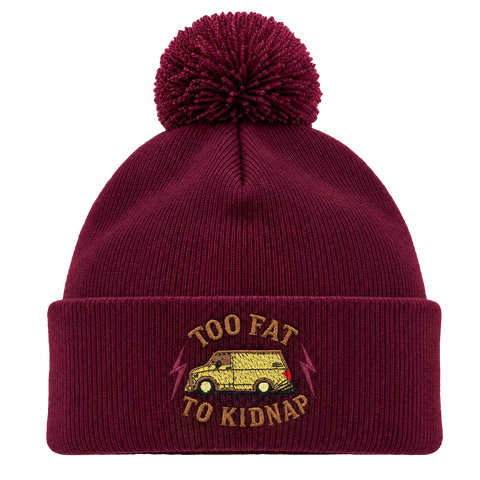 Too Fat To Kidnap – Vinröd Pom Pom Beanie