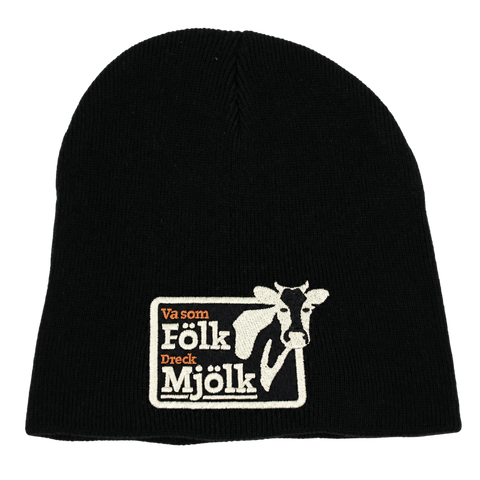 Va som Fölk Dreck Mjölk – Svart Hatitude Beanie utan uppvik, produktmockup