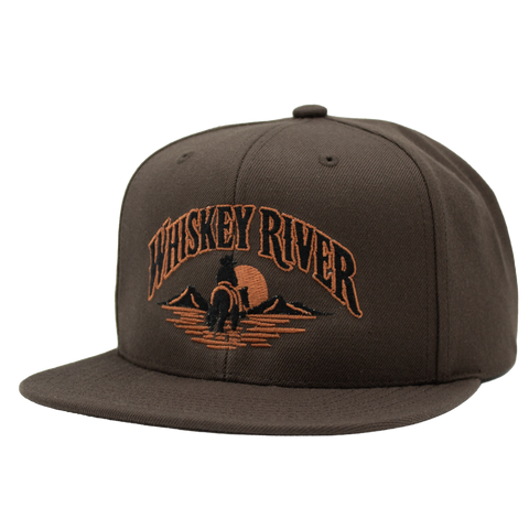 Whiskey River brun Mitchell & Ness snapback sett fra venstre