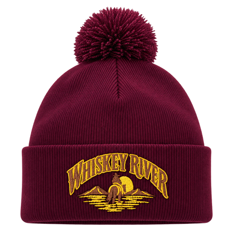 Whiskey River – Vinröd Pom Pom Beanie